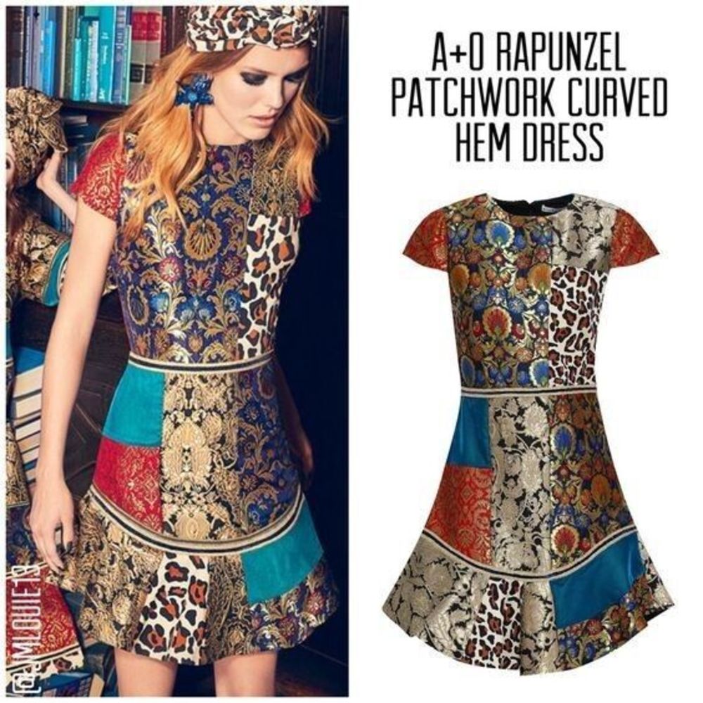 NWT. $595 Alice + Olivia Rapunzel Patchwork Dress Sz 4 - Picture 4 of 14